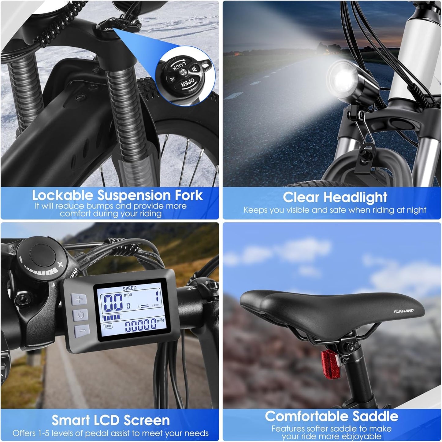 Electric Bike for Adults, 26'' 1000W Peak Ebike